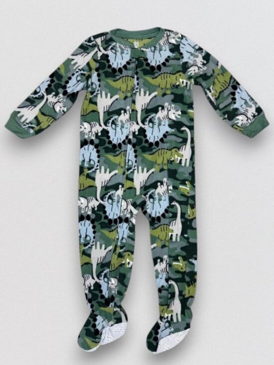Just One You By Carters Other - Green Dinosaur Fleece Footed Pajamas Sleeper One Piece Zip Up Toddler 3T